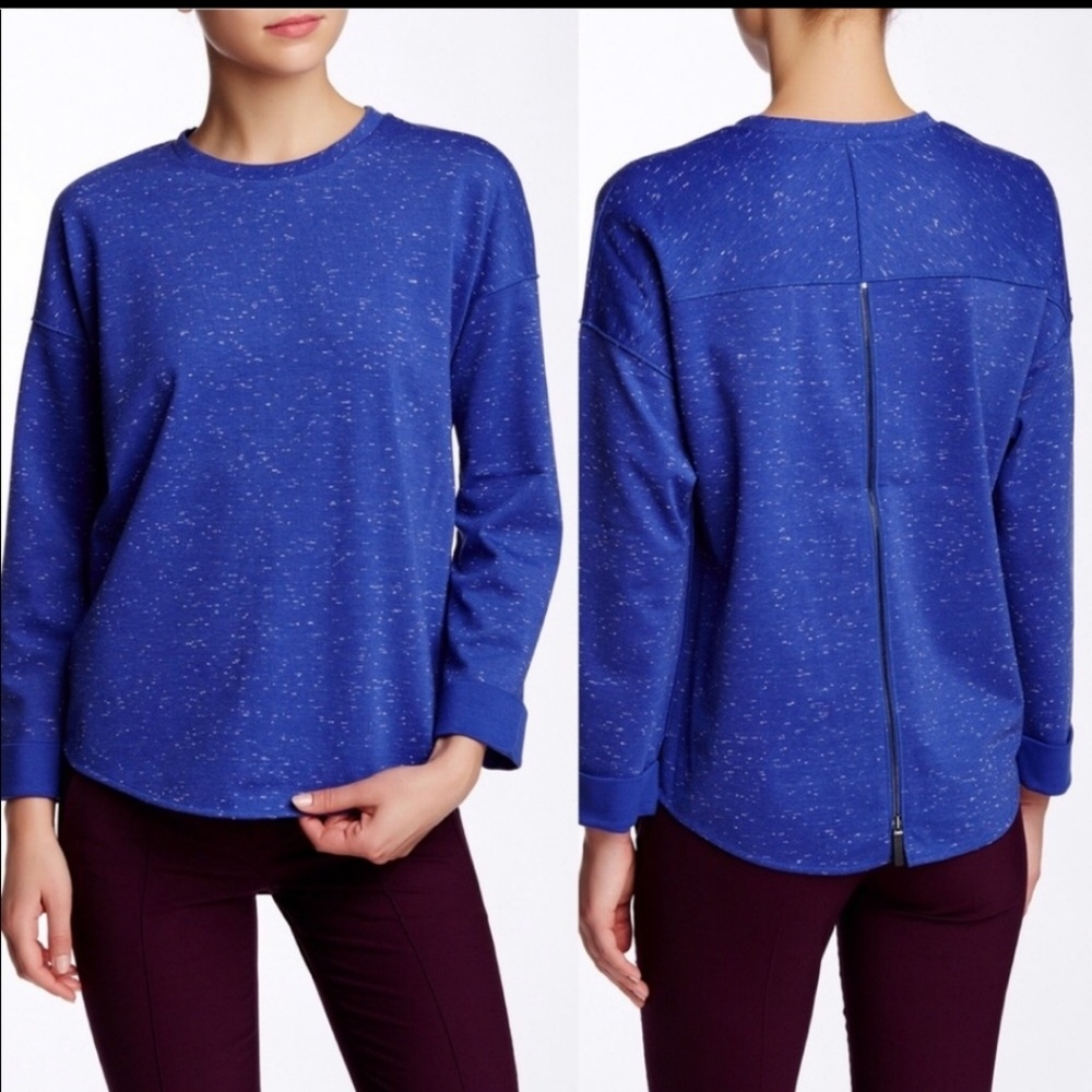 Vince Blue Speckled Zip Back Sweatshirt